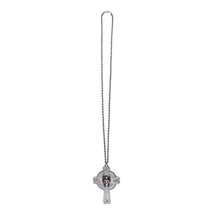 Halloween Ketting Kruis Rode Stenen 28cm van Boland koop je bij Partywinkel