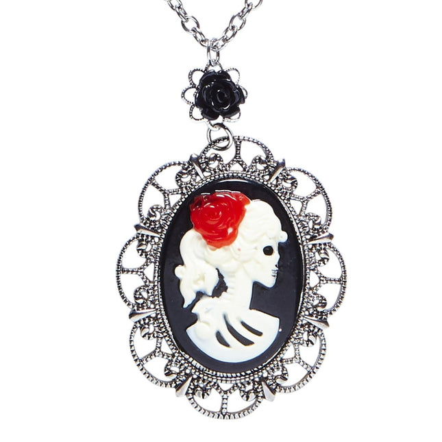 Halloween Ketting Schedel En Roos van Widmann koop je bij Partywinkel