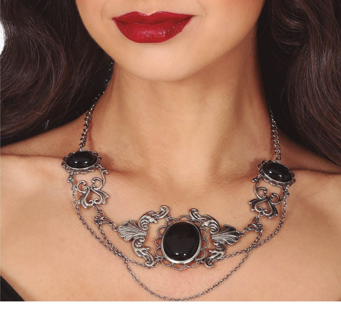 Halloween Ketting Zwart Stenen van Fiestas Guirca koop je bij Partywinkel