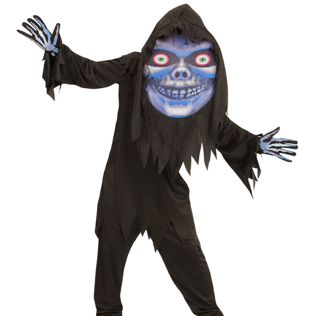 Halloween Kostuum Blauw Paars Kind Magere Hein van Widmann koop je bij Partywinkel