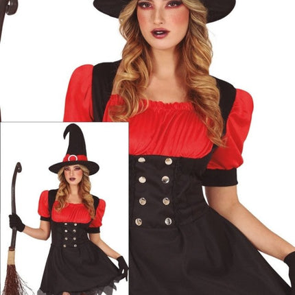 Halloween Kostuum Jurk Heks Zwart Rood Dames van Fiestas Guirca koop je bij Partywinkel