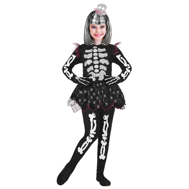 Halloween Kostuum Meisje Skelet 4 delig van Widmann koop je bij Partywinkel