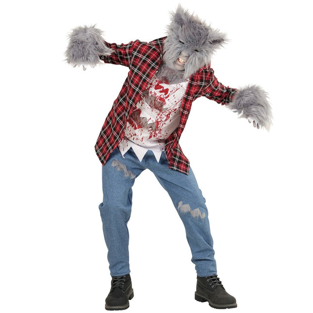 Halloween Kostuum Rood Blauw Kind Weerwolf van Widmann koop je bij Partywinkel