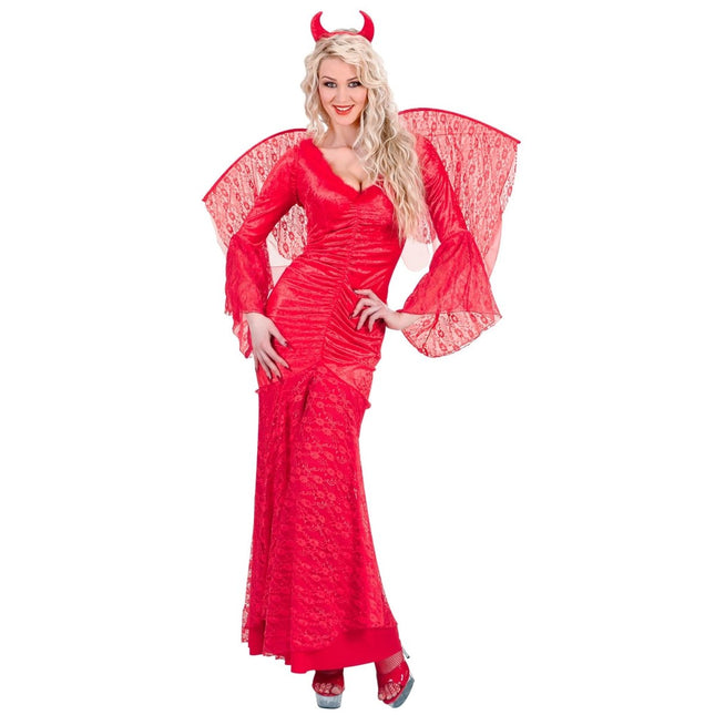 Halloween Kostuum Rood Dames Duivel Kant van Widmann koop je bij Partywinkel
