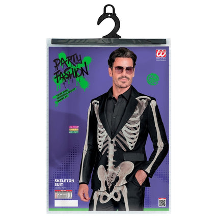 Halloween Kostuum Wit Zwart Heren Skelet 2 delig van Widmann koop je bij Partywinkel