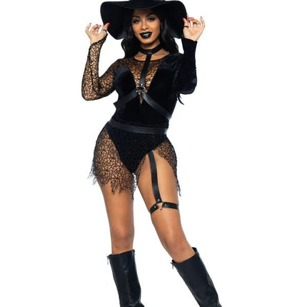 Halloween Kostuum Zwart Dames Bodysuit Tovenares Leg Avenue van Leg Avenue koop je bij Partywinkel