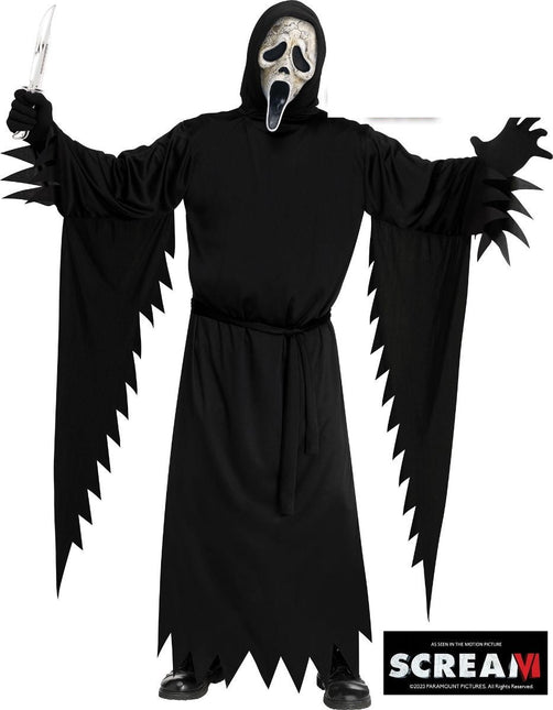 Halloween Kostuum Zwart Geest Face Aged van Ghostface koop je bij Partywinkel