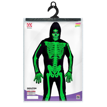 Halloween Kostuum Zwart Groen Heren Skelet 2 delig van Widmann koop je bij Partywinkel
