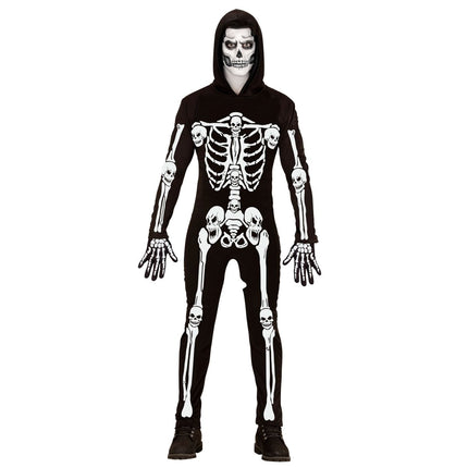 Halloween Kostuum Zwart Wit Heren Skelet van Widmann koop je bij Partywinkel