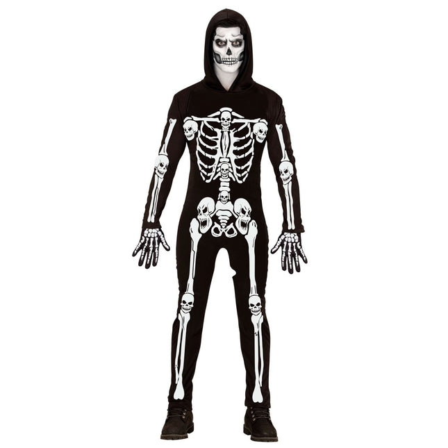 Halloween Kostuum Zwart Wit Heren Skelet van Widmann koop je bij Partywinkel
