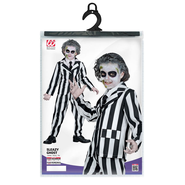 Halloween Kostuum Zwart Wit Kind Geest van Widmann koop je bij Partywinkel