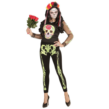 Halloween Legging Neon Groen Skelet van Widmann koop je bij Partywinkel