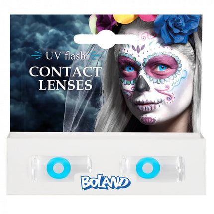 Halloween Maandlenzen Uv Flash Blauw van Boland koop je bij Partywinkel