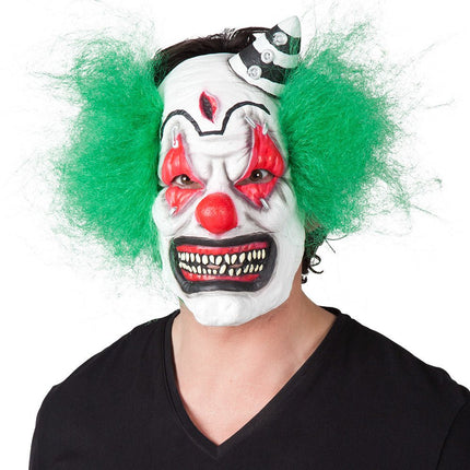 Halloween Masker Horror Clown Groen Haar van Boland koop je bij Partywinkel