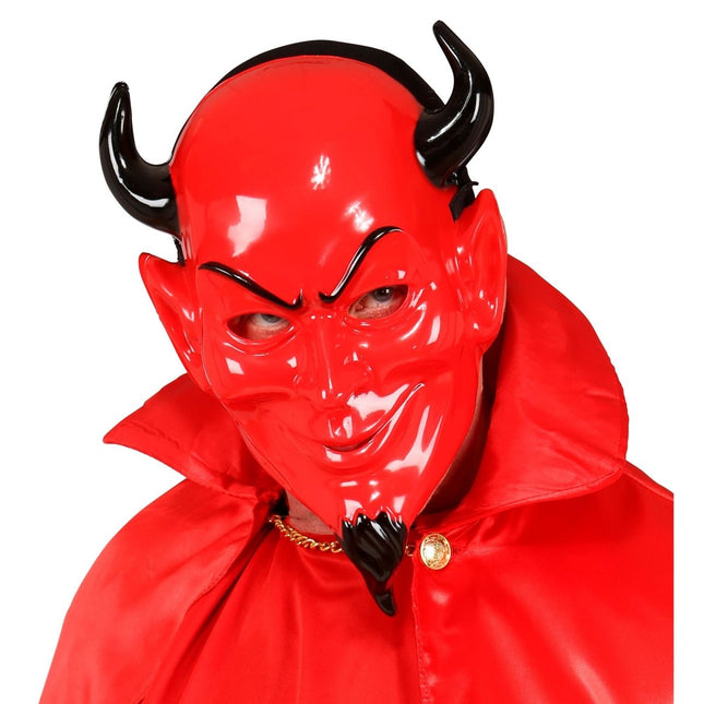 Halloween Masker Rood Zwart Enge Duivel van Widmann koop je bij Partywinkel