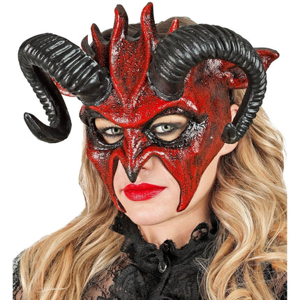 Halloween Masker Zwart Duivel van Widmann koop je bij Partywinkel