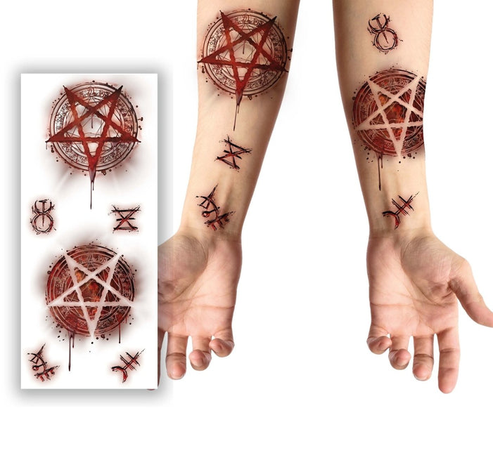 Halloween Nep Tattoos Satanisch 6 delig van Fiestas Guirca koop je bij Partywinkel