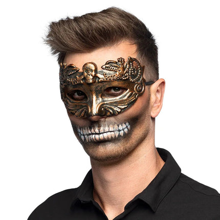 Halloween Oogmasker Bruin Doodshoofd van Boland koop je bij Partywinkel