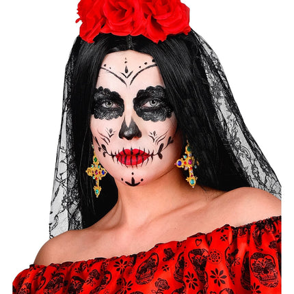 Halloween Oorbellen Kruis Met Juwelen van Widmann koop je bij Partywinkel