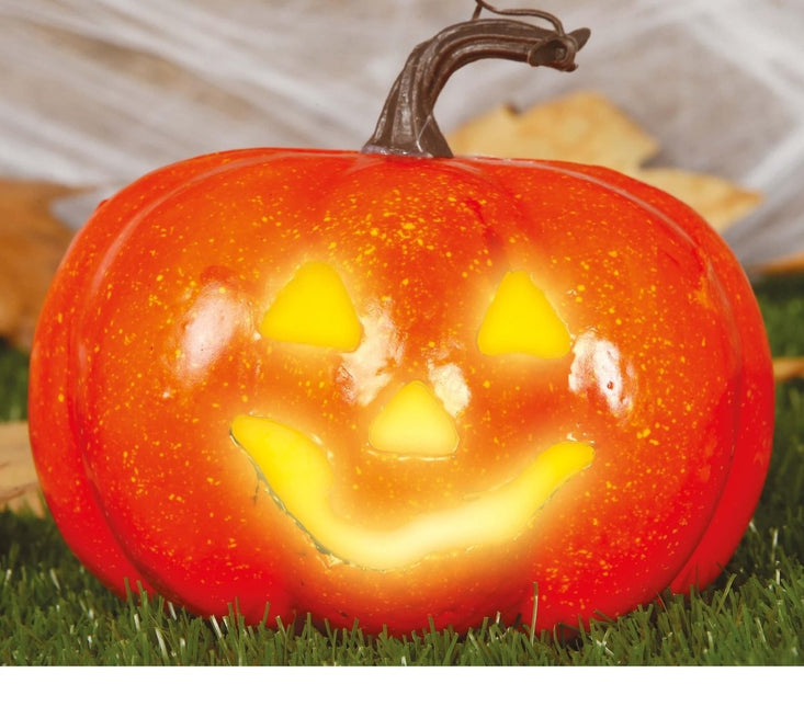 Halloween Pompoen met Licht 11cm van Fiestas Guirca koop je bij Partywinkel