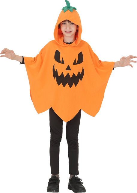 Halloween Poncho Kind Pompoen van Fiestas Guirca koop je bij Partywinkel