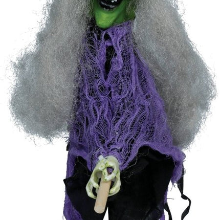 Halloween Pop Hangende Heks Met Bezem 44cm van Fiestas Guirca koop je bij Partywinkel