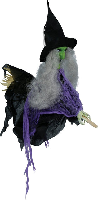 Halloween Pop Hangende Heks Met Bezem 44cm van Fiestas Guirca koop je bij Partywinkel