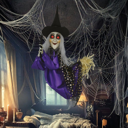 Halloween Pop Heks Met Licht, Geluid En Beweging 75cm van Fiestas Guirca koop je bij Partywinkel