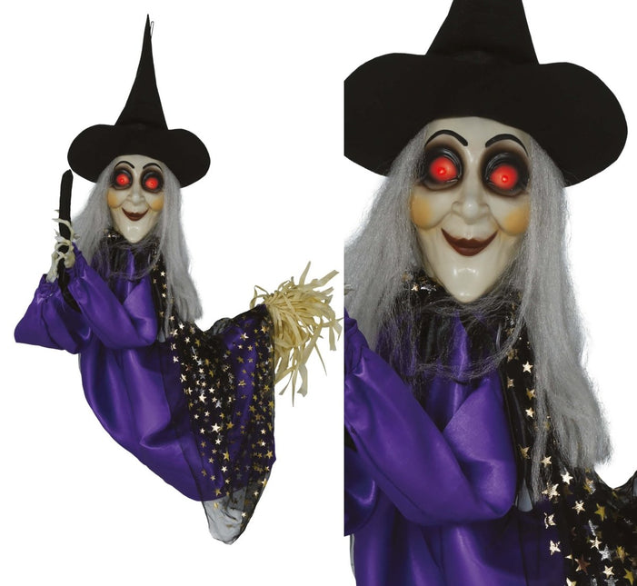 Halloween Pop Heks Met Licht, Geluid En Beweging 75cm van Fiestas Guirca koop je bij Partywinkel