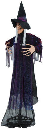 Halloween Pop Heks Met Sokkel, Licht En Geluid 1,8m van Fiestas Guirca koop je bij Partywinkel
