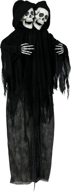 Halloween Pop Skelet Zwart Twee Schedels Met Licht En Geluid 1,7m van Fiestas Guirca koop je bij Partywinkel