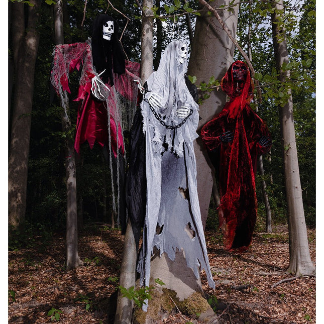 Halloween Pop Vliegend Skelet Rood 198cm van Boland koop je bij Partywinkel