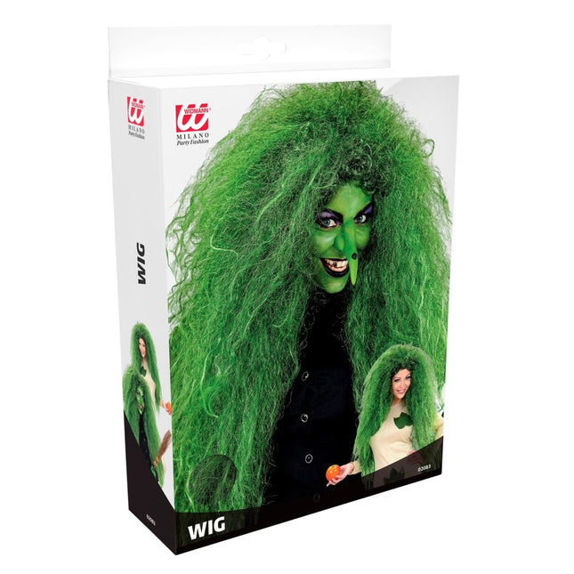 Halloween Pruik Groen Dames Heks van Widmann koop je bij Partywinkel