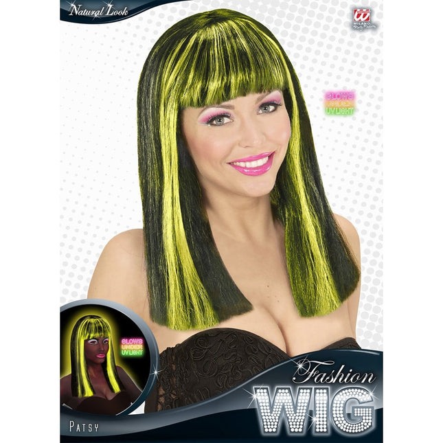 Halloween Pruik Zwart Geel Strepen van Widmann koop je bij Partywinkel