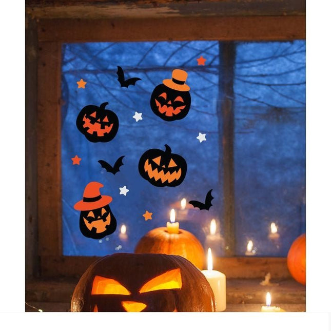 Halloween Raamsticker Pompoenen En Vleermuizen 14 delig van Fiestas Guirca koop je bij Partywinkel