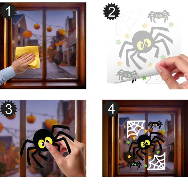 Halloween Raamsticker Spinnen En Spinnenweb 25cm van Fiestas Guirca koop je bij Partywinkel