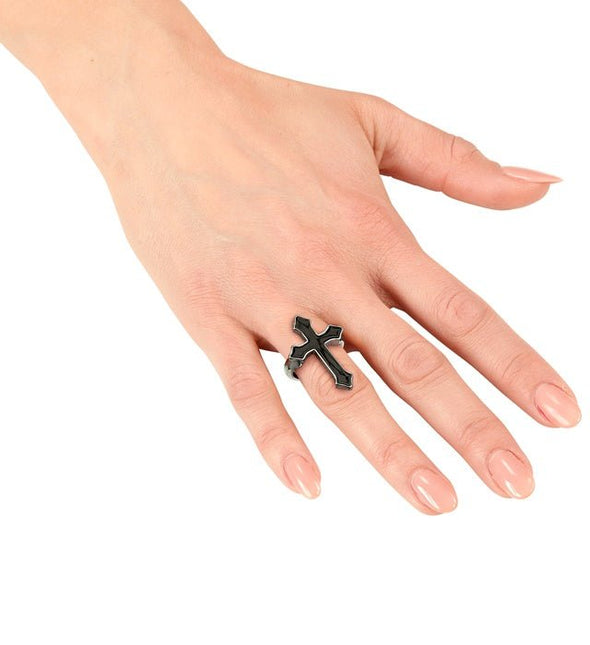 Halloween Ring Zwart Kruis van Widmann koop je bij Partywinkel