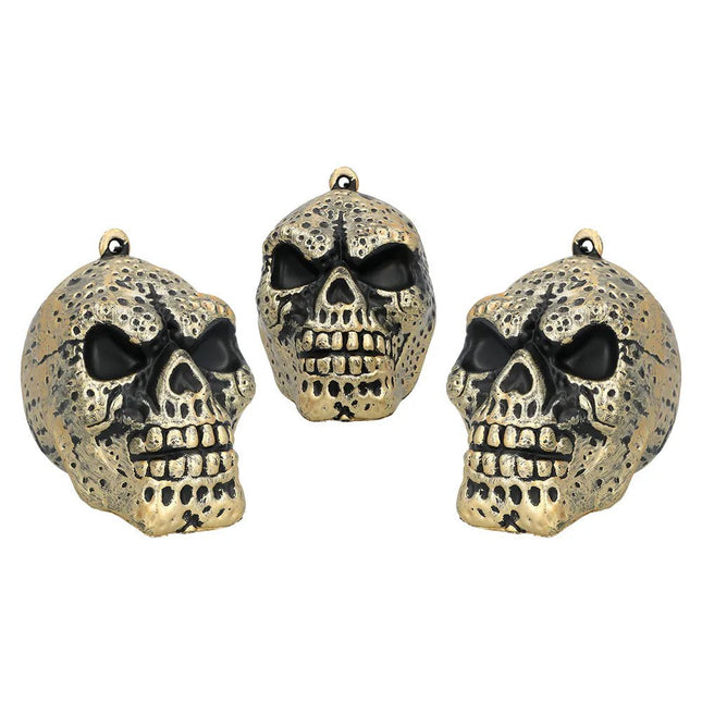 Halloween Schedel Goud 8cm 3st van Boland koop je bij Partywinkel