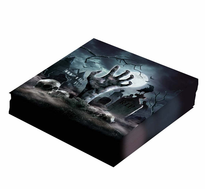 Halloween Servetten Kerkhof 33cm 12st van Fiestas Guirca koop je bij Partywinkel