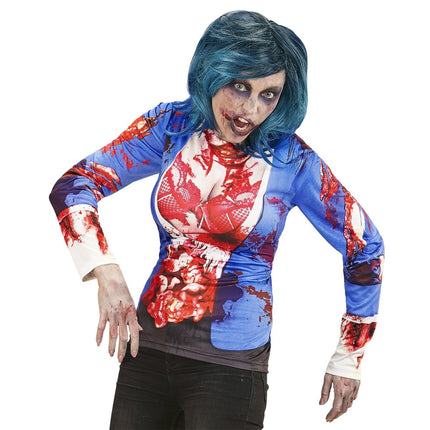 Halloween Shirt Dames Zombie van Widmann koop je bij Partywinkel