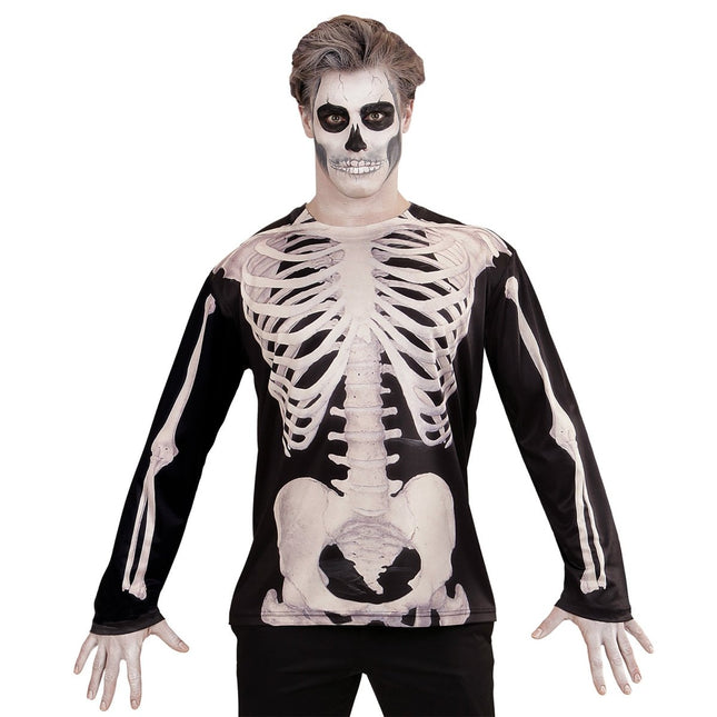 Halloween Shirt Heren Skelet van Widmann koop je bij Partywinkel