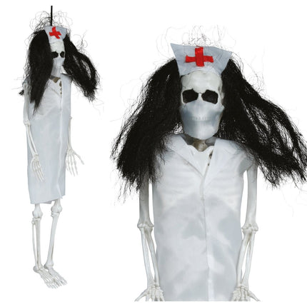 Halloween Skelet Hangend Verpleegster 40cm van Fiestas Guirca koop je bij Partywinkel