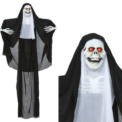 Halloween Skelet Hangende Non Met Licht 1,15m van Fiestas Guirca koop je bij Partywinkel