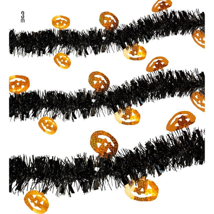 Halloween Slinger Zwart Oranje Pompoen 3m van Widmann koop je bij Partywinkel