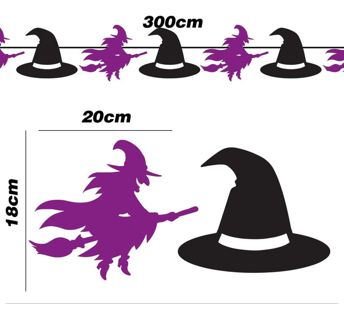 Halloween Slinger Zwart Paars Heksen 3m van Fiestas Guirca koop je bij Partywinkel
