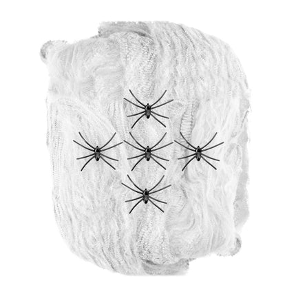 Halloween Spinnenweb Wit Met Spinnen 6 delig van Widmann koop je bij Partywinkel