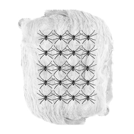 Halloween Spinnenweb Wit Met Spinnen van Widmann koop je bij Partywinkel