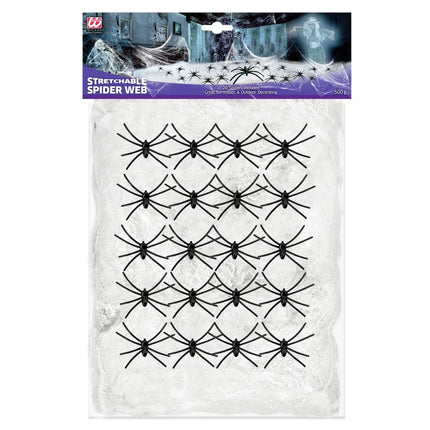 Halloween Spinnenweb Wit Met Spinnen van Widmann koop je bij Partywinkel