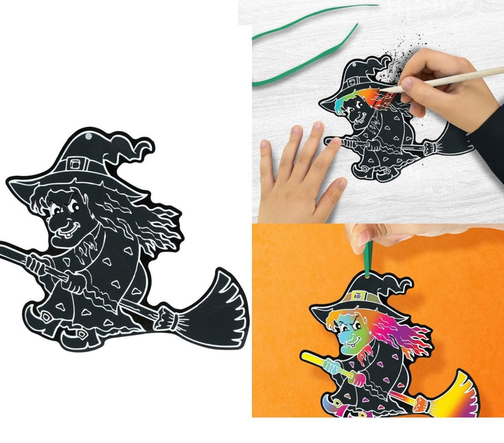 Halloween Tafeldecoratie Zwart Heksen Silhouetten 14cm 6st van Fiestas Guirca koop je bij Partywinkel