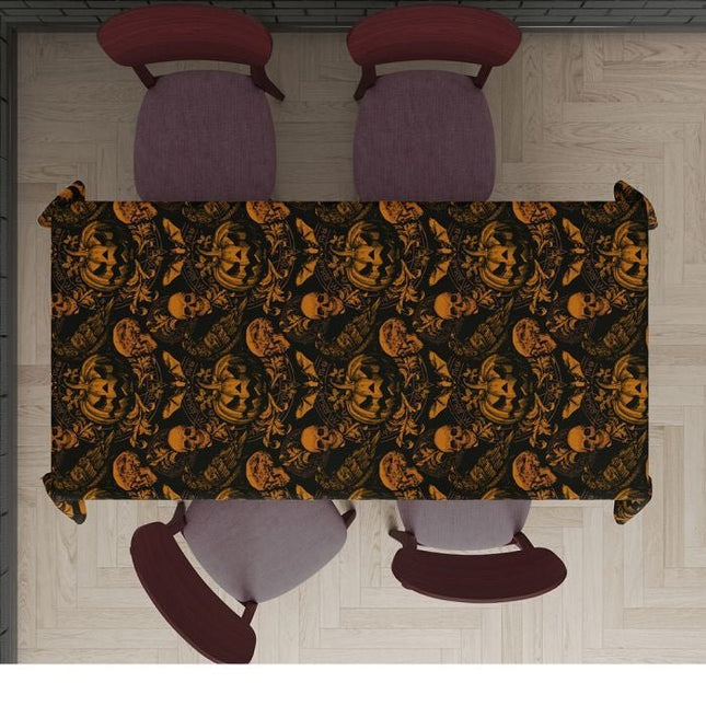 Halloween Tafelkleed Zwart Oranje Pompoen 2,74m van Fiestas Guirca koop je bij Partywinkel